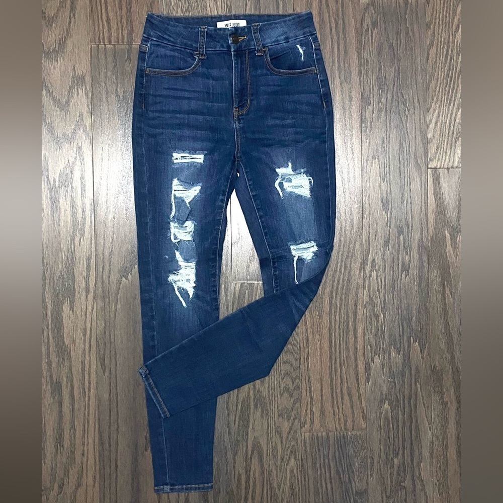 Wax Jean Women's Skinny Jeans in Deep Blue - Picture 3 of 11